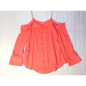 Free People Long Sleeve button up off the shoulder blouse Size M NWT